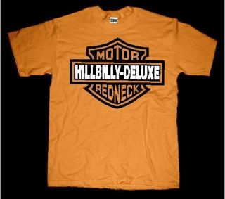 HILLBILLY DELUXE MOTOR REDNECK BAR AND SHIELD T SHIRT PURECOUNTRY