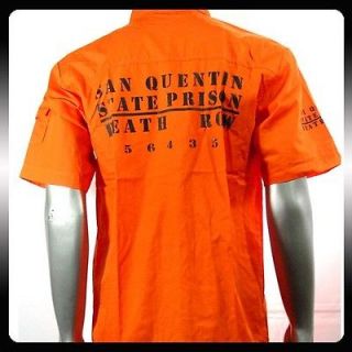 SAN QUENTIN Prison Jail Death Row Orange Shirt Sz XL