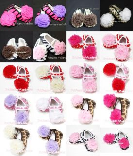 Style Printing Baby Crib Petti Shoes with OPTIONAL Rosettes for