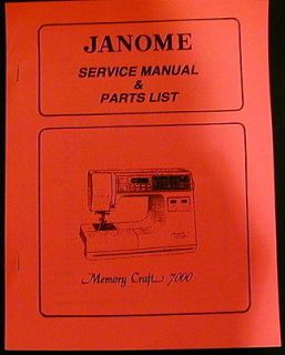 Janome Memory Craft 7000 Sewing Machine Service Manual & Parts List