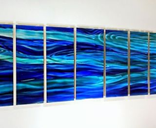 Modern Abstract Metal Wall Art Office Decor Oceanic Blue Jon Allen
