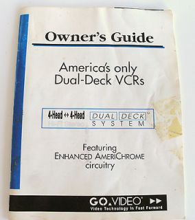 Go Video Dual Deck VCR Hi Fi Stereo System Owners Guide #GV 30