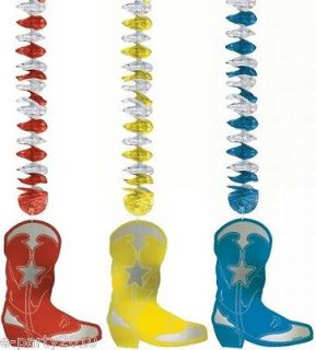 COWBOY BOOT DANGLING CUTOUTS ~ WESTERN Party Supplies ~ Birthday