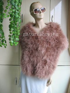 /XL# Real ostrich feather fur cape /scarf/wrap/3c olor