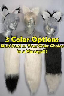 White Furry Fox Tail and/or Ears Cosplay Accessories