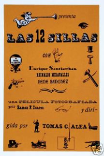 Cuban movie Poster for Cuba film.12 Chairs.Western Doce sillas.Dinning
