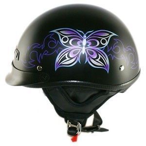 Biker Cruiser Moped Butterfly Half Helmet W/Ear Curtain Touring