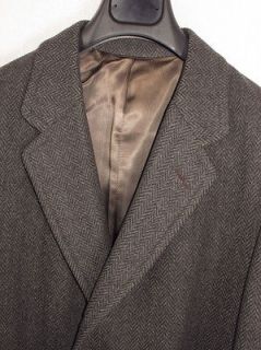 VTG Weatherfield Mens Hand Tailored Gray Herringbone Top Coat Jacket