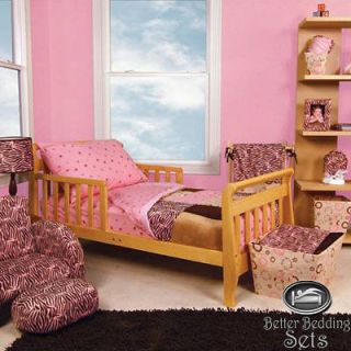 Pink Brown Safari Jungle Zebra Print Crib Nursery Bedding Bed Set