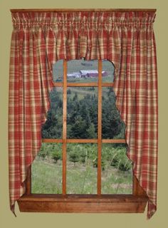 Homestead Primitive Plaid 3 pc Swag Curtain Sets French Cottage