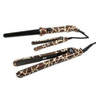 Herstyler Giraffe Print Gift Set Kit with 2 Flat Irons and a Curler