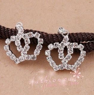 50X Silver Plated Rhinestone King Imperial Crown Pendant