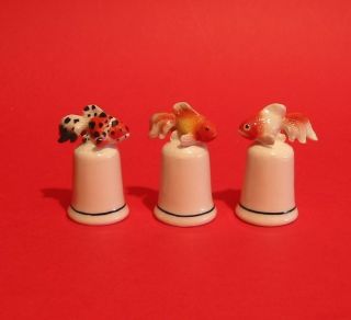 Set of 3 Terrific Coy Carp Fish Figurine Collectible Thimbles Wildlife