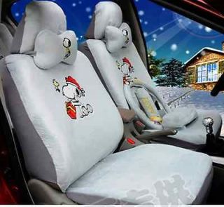   fashion cute gray plush fabric cartoon Snoopy car seat cover 18pc