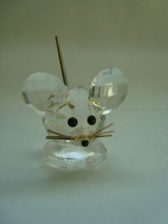Swarovsky Crystal Mouse Small Figurine Spring Coil Tail Gold Whiskers