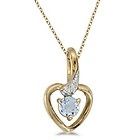 Diamond Aquamarine 10K Yellow Gold Heart Pendant Necklace