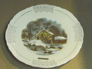 Vintage Currier & Ives Collector Plate The Old Homestead In Winter