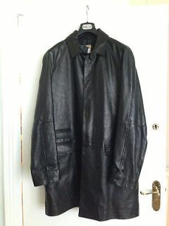 BLACK LEATHER MENS TRENCH COAT/JACKET 52 DSQUARED 44 INCH CHEST XL