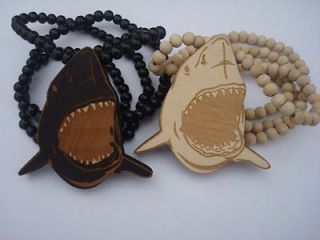 Hip Hop shark Pendants Wood Rosary Bead Necklaces 36U choose color