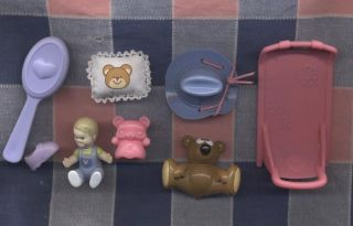 Group Dollhouse Miniatures Lounge Chair Toddler Cowboy Hat Bears