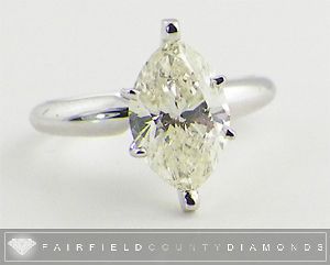 CUT Diamond Solitaire Engagement Ring 14K WHITE Gold 2 Carat