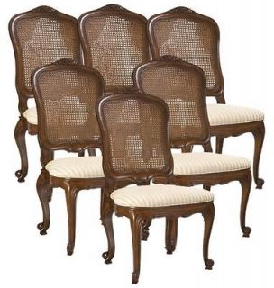 CHATEAU DINING SIDE CHAIRS, MAHOGANY, DOUBLE CANE BACK, NEUTRAL FABRIC