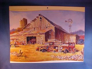 Model A,1932,1933,1937,1940 Ford, 33 truck barn junkyard Dale Klee art