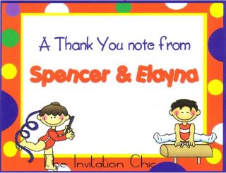 Personalized Kids Gymnastics Thank you note cards