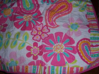 CYNTHIA ROWLEY Naomi Paisley Standard Pillow Sham Pink Green Aqua