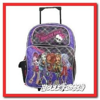 Monster High School Roller Backpack Group 16 Large Rolling Bag Purple