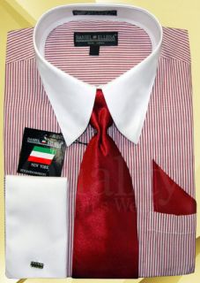 Daniel Ellissa 3 Colors 9 Size Pinstripe White Collar Mens Dress Shirt