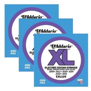 Addario EXL120 3 pack (.009 .042 Super Light 3 pk) (Nickel Wound 09