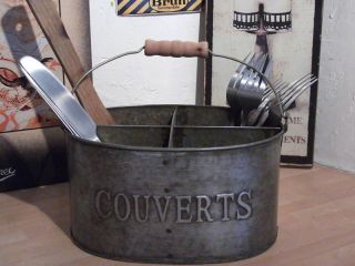 REPRO~CHIC FRENCH ZINC COUVERTS RACK Cutlery holder