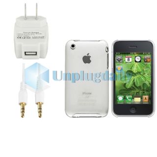 AC Wall Home Charger+Cable+ Clear Slim Hard Case For iPhone 3 3G 3GS