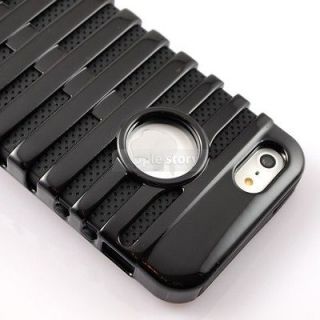Black Stripes Hybrid High Impact Combo Rubber Case For iPhone 5 5G 13F