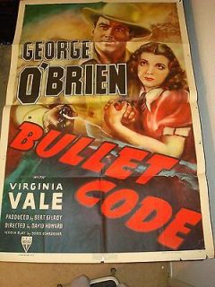 BULLET CODE George OBrien Virginia Vale Original Movie Poster RARE