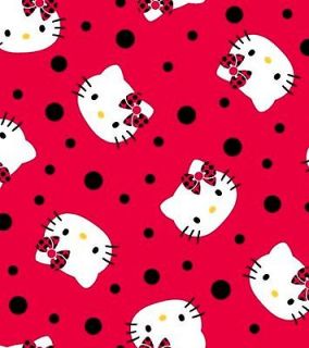 Newly listed Hello Kitty Faces on Lady Bug Polka Dots Fabric Fat