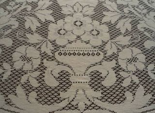 Vintage 40s Embroidered Lace Tablecloth Art Deco Flowers 62x76