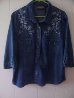 WOMENS WESTERN EMBROIDRIED SIZE X LARGE SHIRT BY OZARK MOUNTAIN JEAN