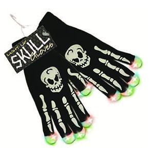 HALLOWEEN Safety Light up Skeleton Skull Gloves Multi Color LED Finger