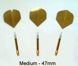 SPINNERS. gold dart stems and flights. spinning stems.