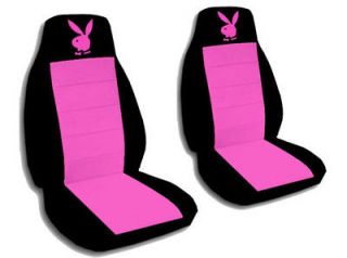 cute car seat covers black/hot pink velour with hot pink bunny