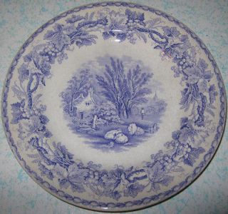 1850 Davenport England British Scenery Mulberry Plate Ironstone