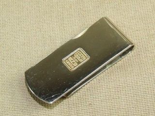 Vintage Stainless Steel & .5 Gr 14K Gold Bar Accent Money Clip