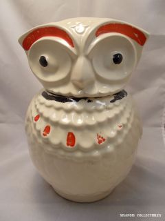 Vintage Owl Cookie Jar Cold Painted Accents   Made by Jewel Tea