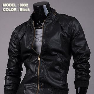 Designer Jacket Coat Shirt Stylish PU Faux Leather Slim XS S M L 8932