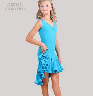 Childrens Latin Salsa Ballroom Dance Dress Girls Dancewear #FY032
