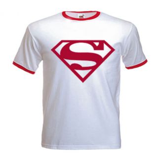Mens Superman Retro Logo Inspired T shirt/ White, / Comfort fit/ S