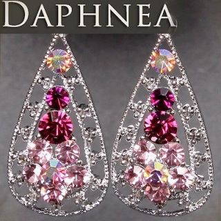 daphnea design purple crystal new unique dangle chandelier earrings