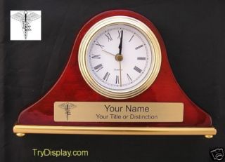 Pharmacist Rx Desk Set Clock Piano Finish Gift Award
